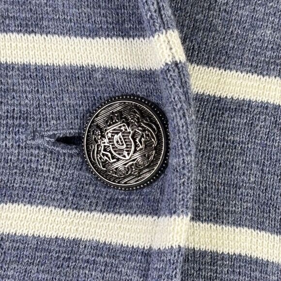 Talbots Blazer Womens Small Petite Blue White Striped Sweater Knit Nautical - Picture 3 of 10